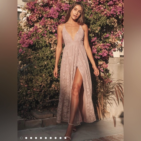 Lulus Dresses & Skirts - Lulu’s Stolen Moments Dusty Pink Lace-Up Lace Maxi Dress Blush Pink Color